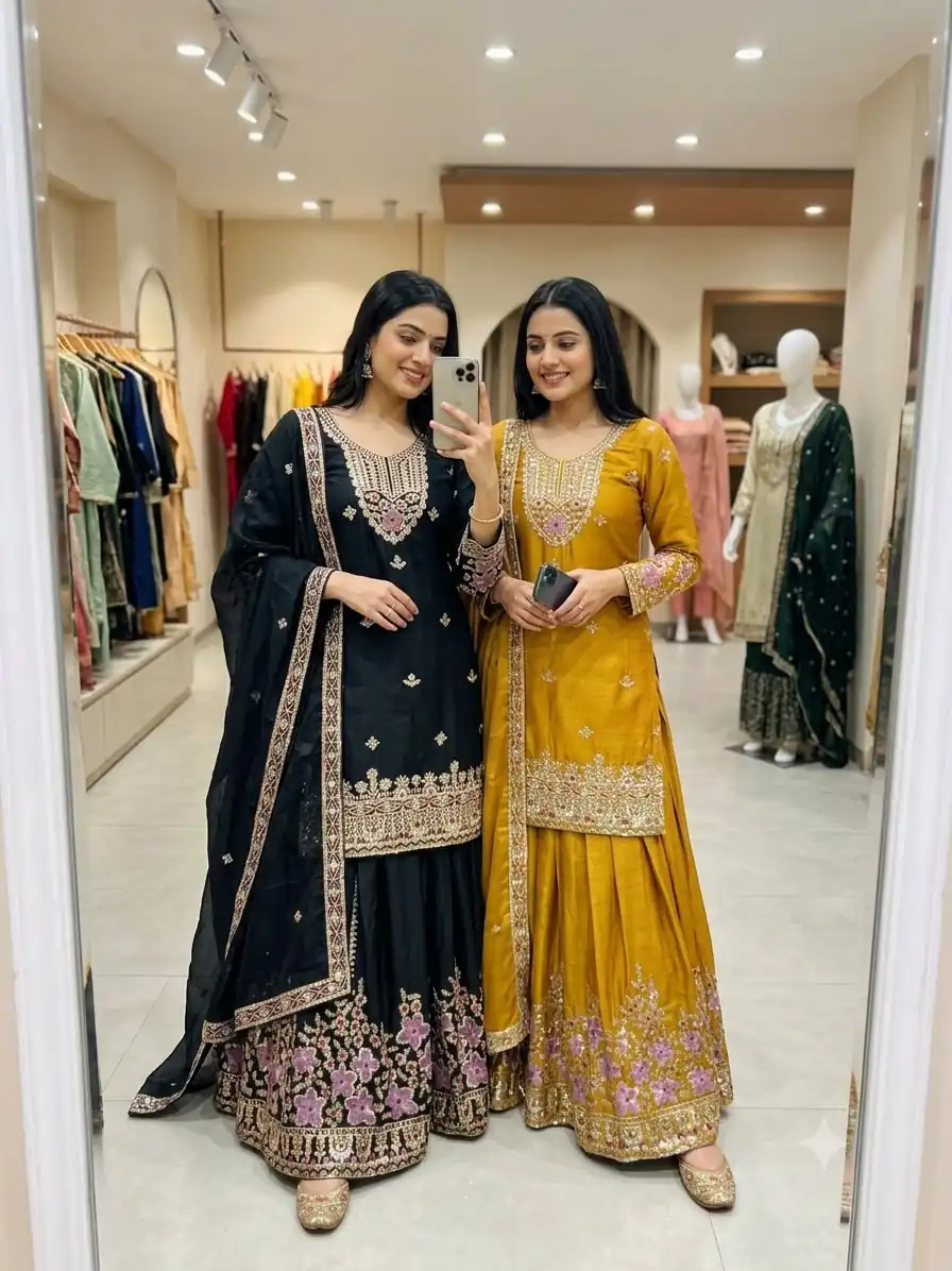 WW 1273 Black Chinon Silk Salwar Suit with Embroidery Work & Sequins Work. Get it for ₹2499. Delivery 4-6 Working Days. Shop now. | Casual Suits, Jump Suits, Creative suits, Designer Suits, Palazzo Suits, Party Wear Suits, Patiala Suits, Salwar suit, Straight Suits