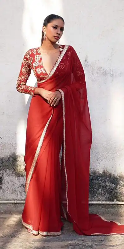 JR 646 Red Georgette Saree Perfect for Wedding, Party, Traditional Day, Housewarming, Pongal – . Exclusive Offer ₹1699. Delivery 4-6 Working Days. Shop | Creative Sarees, Bollywood Sarees, Designer Sarees, Embroidered Sarees, Ethnic Saree, Modern Digital sarees, Party Wear Sarees, Sarees