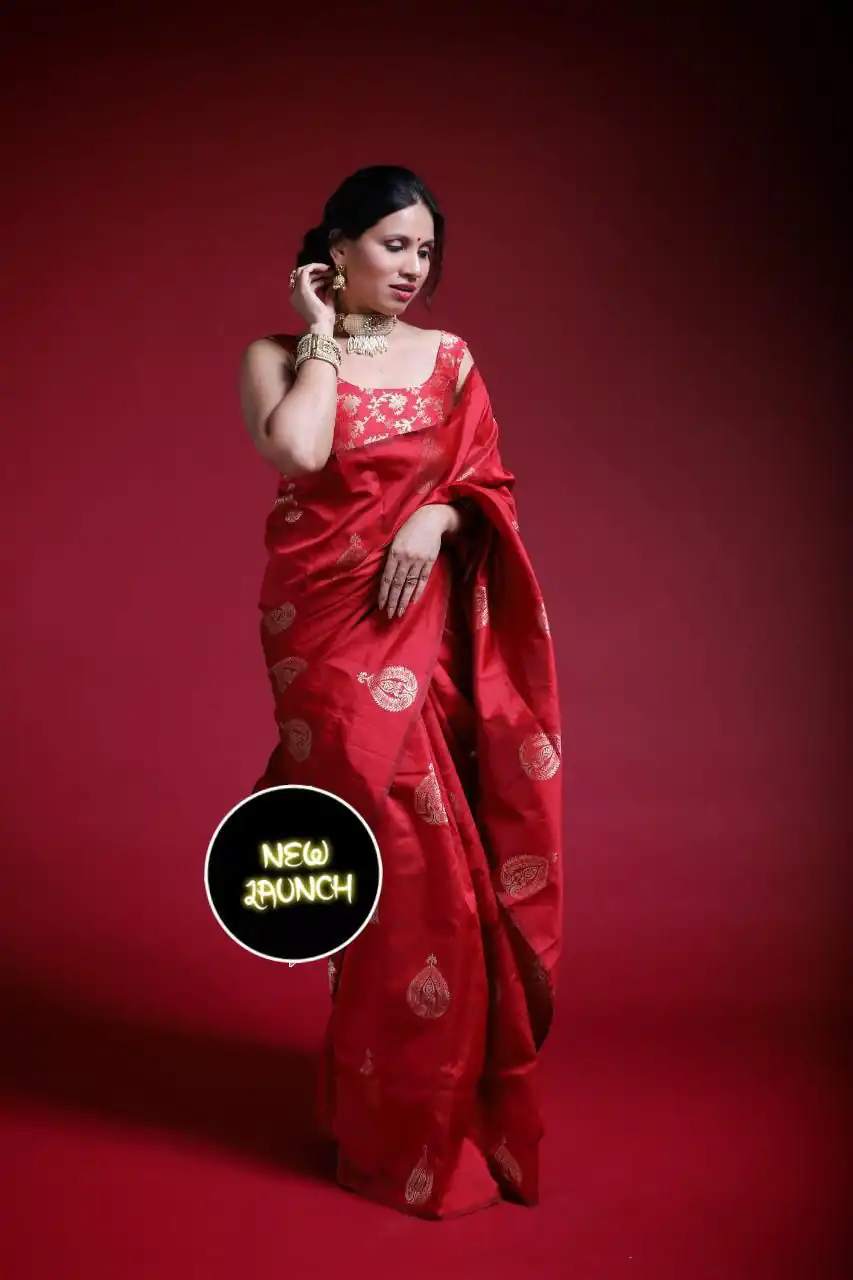 KP 2072 Red Color Yellow Soft Lichi Silk Saree with Jacquard Work. Best Price ₹1299. Delivery 4-6 Working Days. Shop now. | Creative Sarees, Bollywood Sarees, Designer Sarees, Embroidered Sarees, Ethnic Saree, Modern Digital sarees, Party Wear Sarees, Sarees
