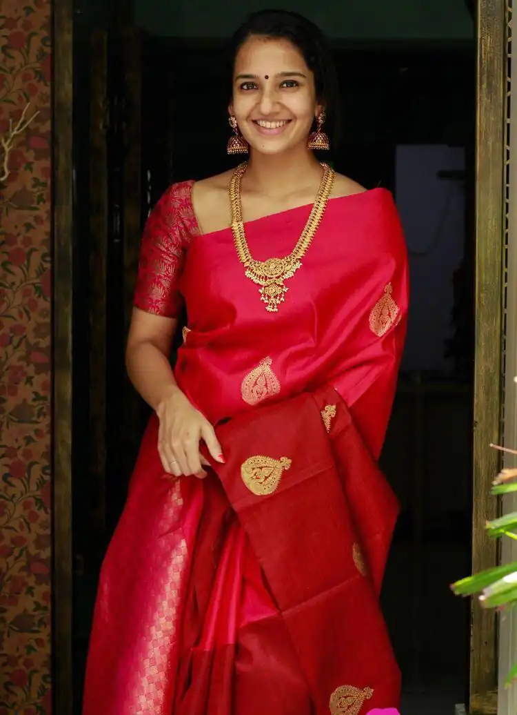 KP 2072 Red Color Yellow Soft Lichi Silk Saree with Jacquard Work. Best Price ₹1299. Delivery 4-6 Working Days. Shop now. | Creative Sarees, Bollywood Sarees, Designer Sarees, Embroidered Sarees, Ethnic Saree, Modern Digital sarees, Party Wear Sarees, Sarees