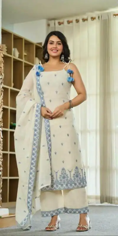 MF 476 Blue Embroidery Sequins Work Salwar Suit in Pink Maska Cotton Silk. Wedding, Party, Festive, Price 2049 - Delivery 4-6 Working Days. Shop now. | Casual Suits, Jump Suits, Creative suits, Designer Suits, Palazzo Suits, Party Wear Suits, Patiala Suits, Salwar suit, Straight Suits