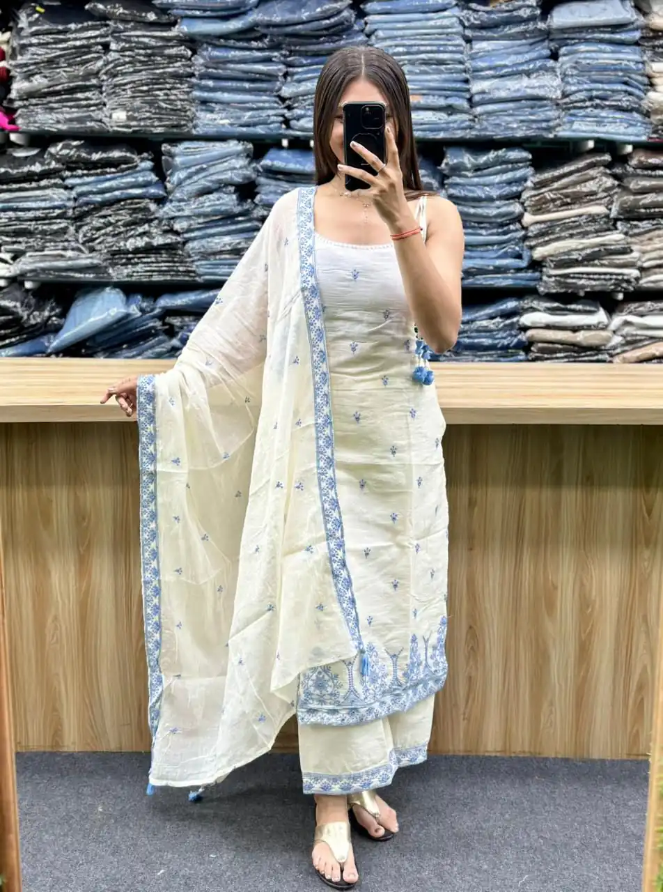 MF 476 Blue Embroidery Sequins Work Salwar Suit in Pink Maska Cotton Silk. Wedding, Party, Festive, Price 2049 - Delivery 4-6 Working Days. Shop now. | Casual Suits, Jump Suits, Creative suits, Designer Suits, Palazzo Suits, Party Wear Suits, Patiala Suits, Salwar suit, Straight Suits