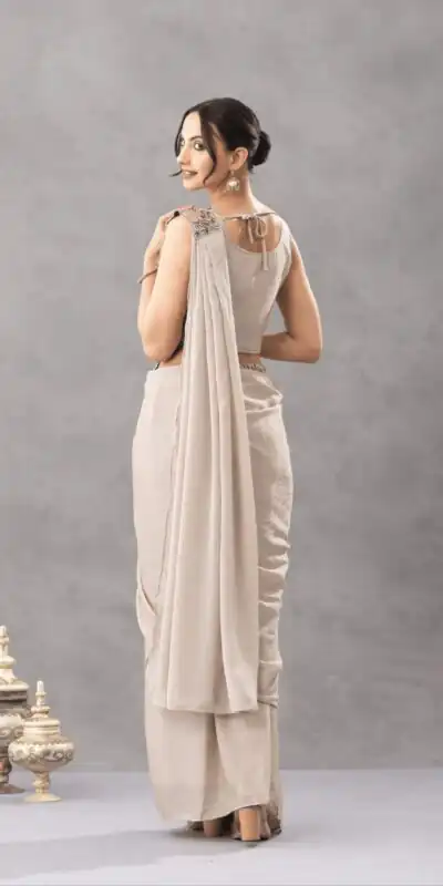 ST 1180 Chiku in Chiku Chinon. Embroidery Work Gorgeous Saree Wedding, Party, Festive, Events, Grab it for ₹1899. Delivery 4-6 Working Days. Shop now. | Creative Sarees, Bollywood Sarees, Designer Sarees, Embroidered Sarees, Ethnic Saree, Modern Digital sarees, Party Wear Sarees, Sarees