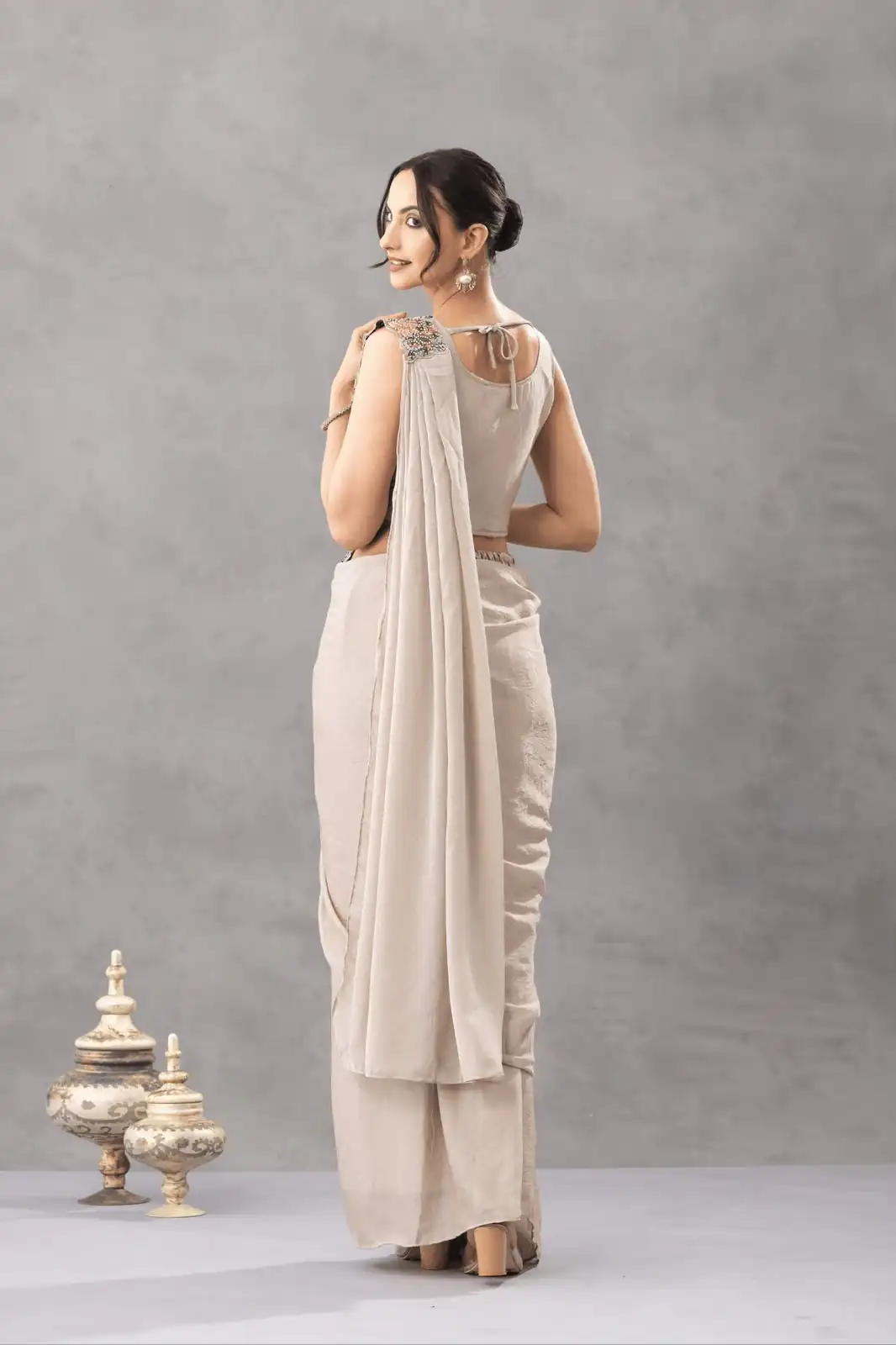 ST 1180 Chiku in Chiku Chinon. Embroidery Work Gorgeous Saree Wedding, Party, Festive, Events, Grab it for ₹1899. Delivery 4-6 Working Days. Shop now. | Creative Sarees, Bollywood Sarees, Designer Sarees, Embroidered Sarees, Ethnic Saree, Modern Digital sarees, Party Wear Sarees, Sarees