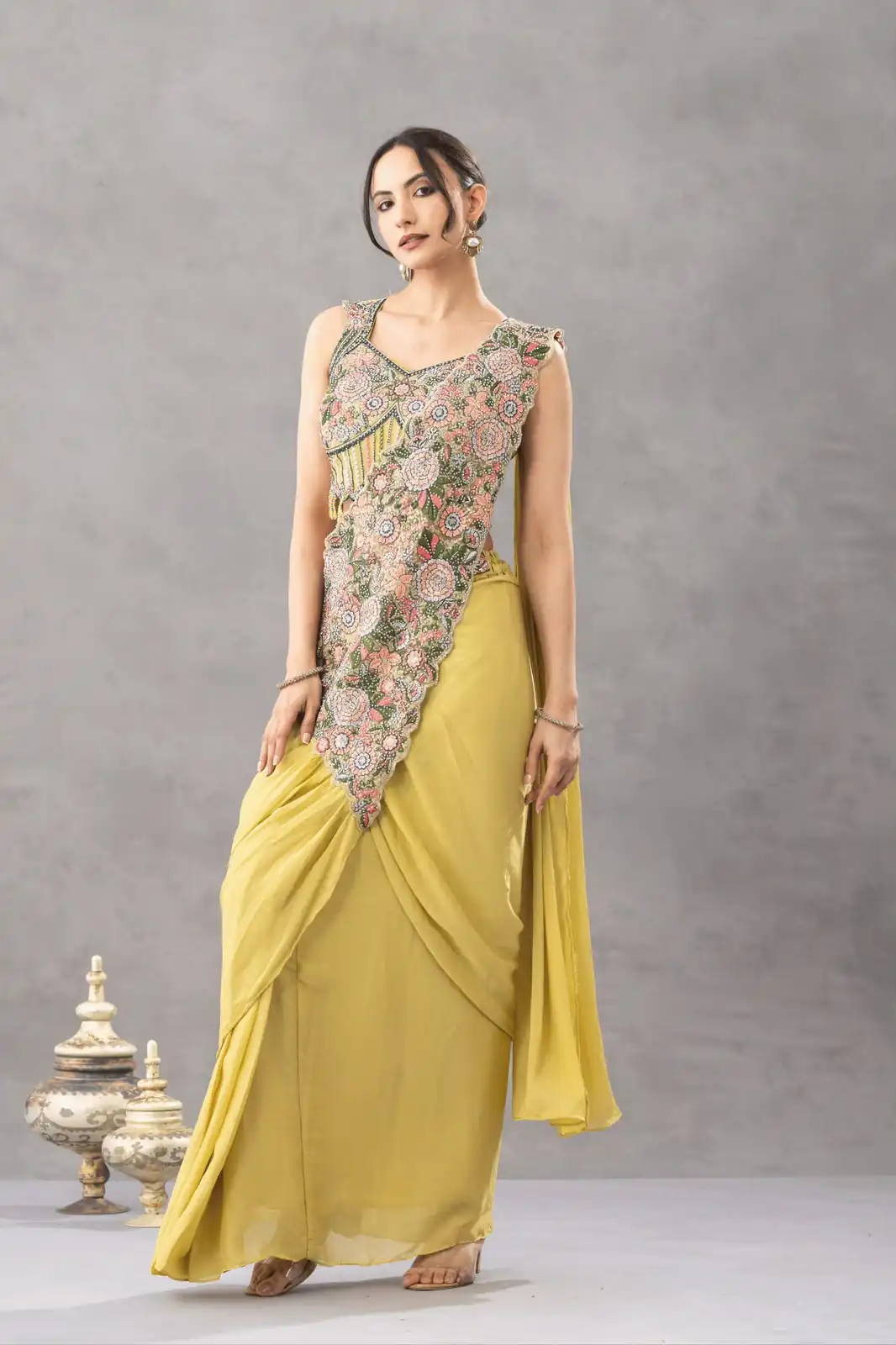 ST 1180 Lemon Yellow in Chinon. Embroidery Work Gorgeous Saree Wedding, Party, Festive, Events, Grab it for ₹1899. Delivery 4-6 Working Days. Shop now. | Creative Sarees, Bollywood Sarees, Designer Sarees, Embroidered Sarees, Ethnic Saree, Modern Digital sarees, Party Wear Sarees, Sarees