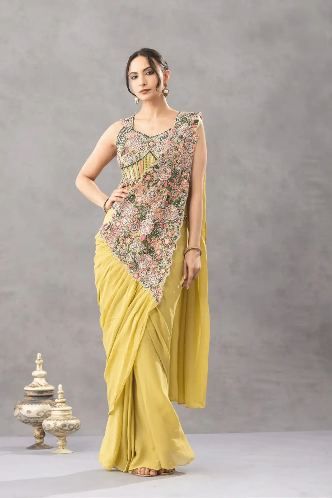 ST 1180 Lemon Yellow in Chinon. Embroidery Work Gorgeous Saree Wedding, Party, Festive, Events, Grab it for ₹1899. Delivery 4-6 Working Days. Shop now. | Creative Sarees, Bollywood Sarees, Designer Sarees, Embroidered Sarees, Ethnic Saree, Modern Digital sarees, Party Wear Sarees, Sarees