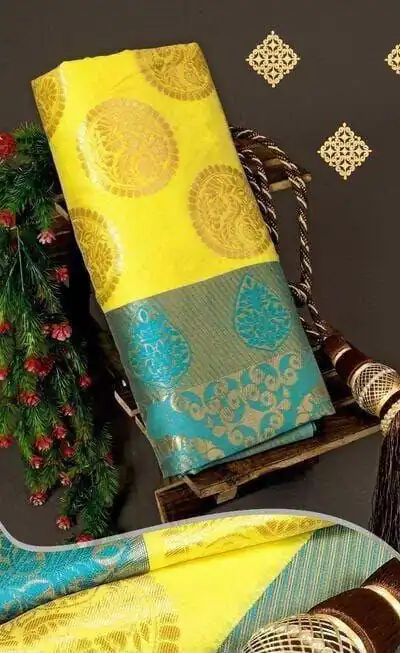 KP 4069 Yellow Soft Lichi Silk Cloth Saree Perfect for Wedding, Party, Family Gatherings, Sangeet, Festive Deal ₹1449. Delivery 4-6 Working Days | Creative Sarees, Bollywood Sarees, Designer Sarees, Embroidered Sarees, Ethnic Saree, Modern Digital sarees, Party Wear Sarees, Sarees