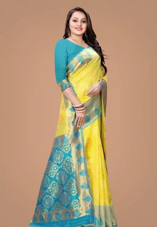 KP 4069 Yellow Soft Lichi Silk Cloth Saree Perfect for Wedding, Party, Family Gatherings, Sangeet, Festive Deal ₹1449. Delivery 4-6 Working Days | Creative Sarees, Bollywood Sarees, Designer Sarees, Embroidered Sarees, Ethnic Saree, Modern Digital sarees, Party Wear Sarees, Sarees
