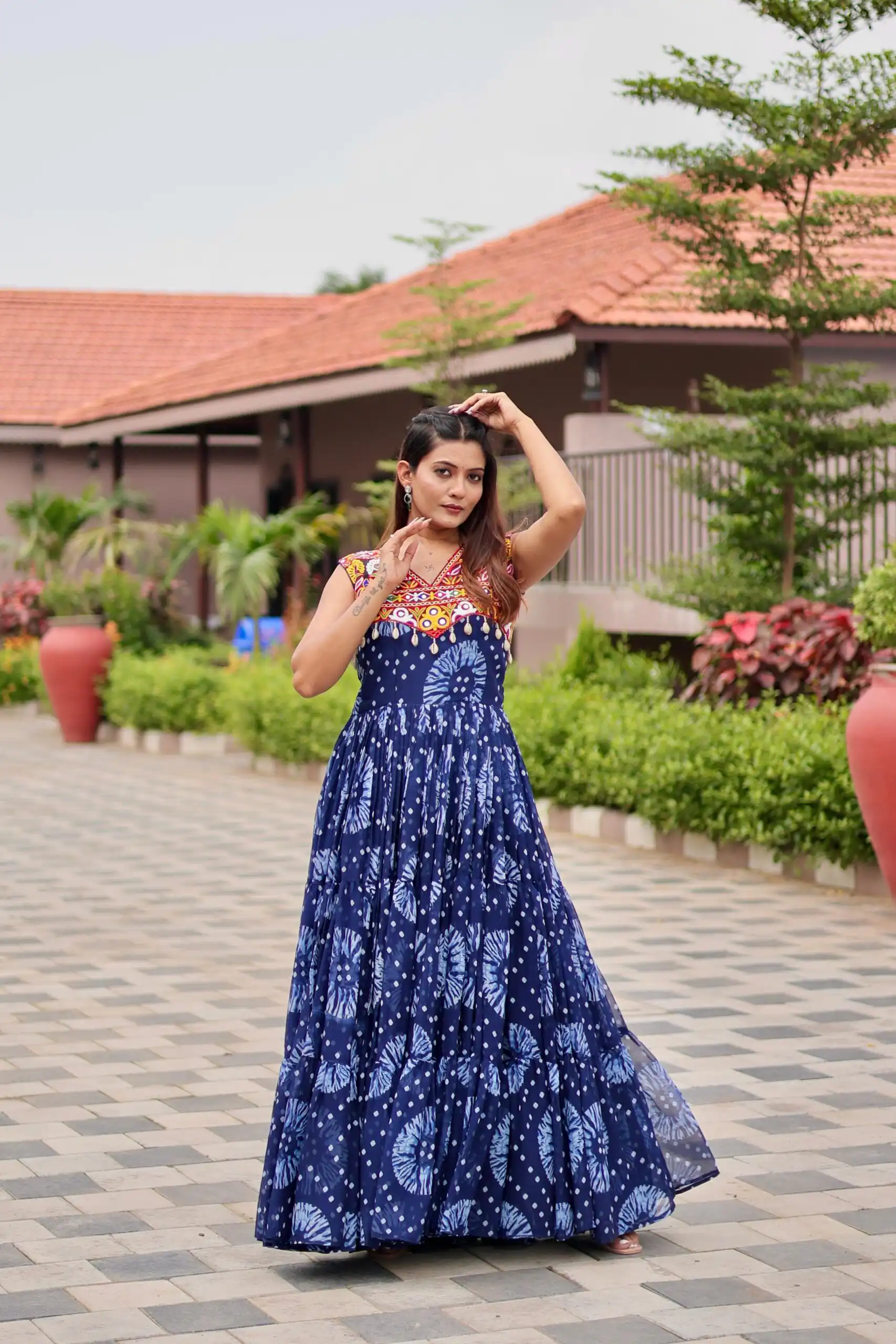 Ram 116 Blue Green Faux Georgette Mirror Work Gown Mirror Work Gown in Faux Georgette. Delivery 4-6 Working Days. Shop now. | Bollywood Gowns, Creative Gowns, Designer Gowns, Embroidered Gowns, Gowns, Party Wear Gowns