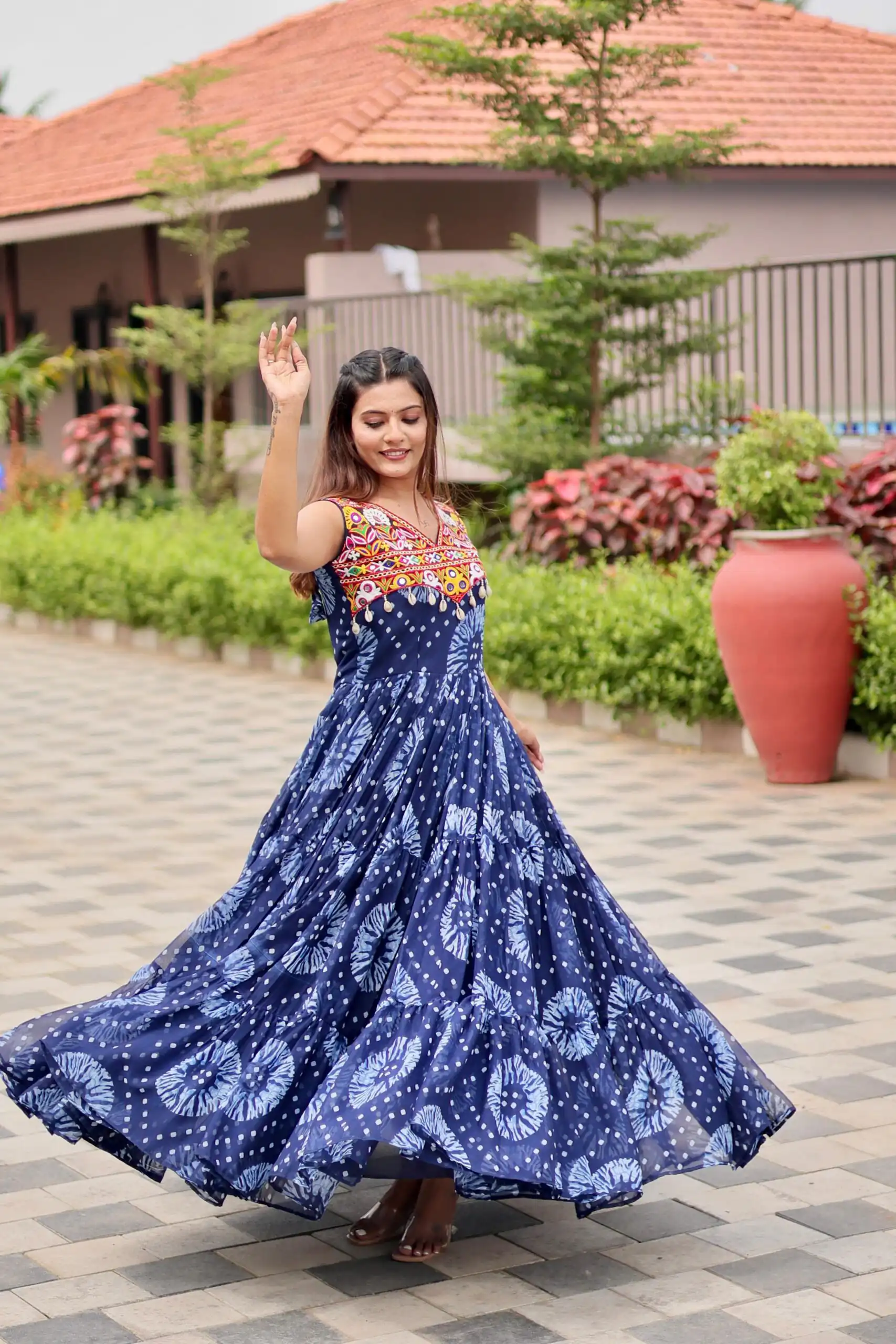 Ram 116 Blue Green Faux Georgette Mirror Work Gown Mirror Work Gown in Faux Georgette. Delivery 4-6 Working Days. Shop now. | Bollywood Gowns, Creative Gowns, Designer Gowns, Embroidered Gowns, Gowns, Party Wear Gowns