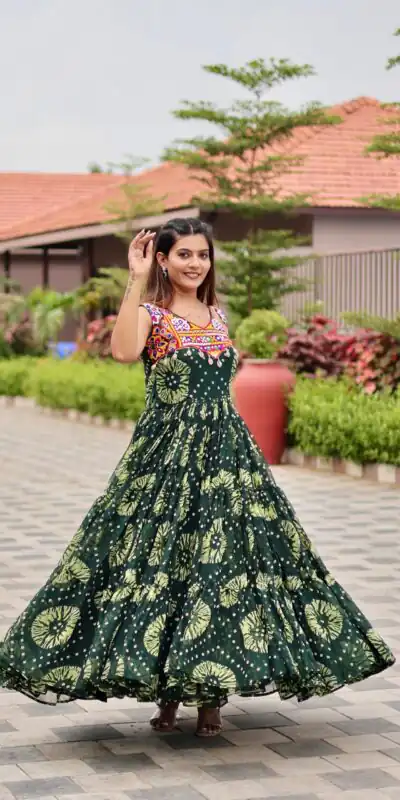 Ram 116 Green Green Faux Georgette Mirror Work Gown Mirror Work Gown in Faux Georgette. Delivery 4-6 Working Days. Shop now. | Bollywood Gowns, Creative Gowns, Designer Gowns, Embroidered Gowns, Gowns, Party Wear Gowns
