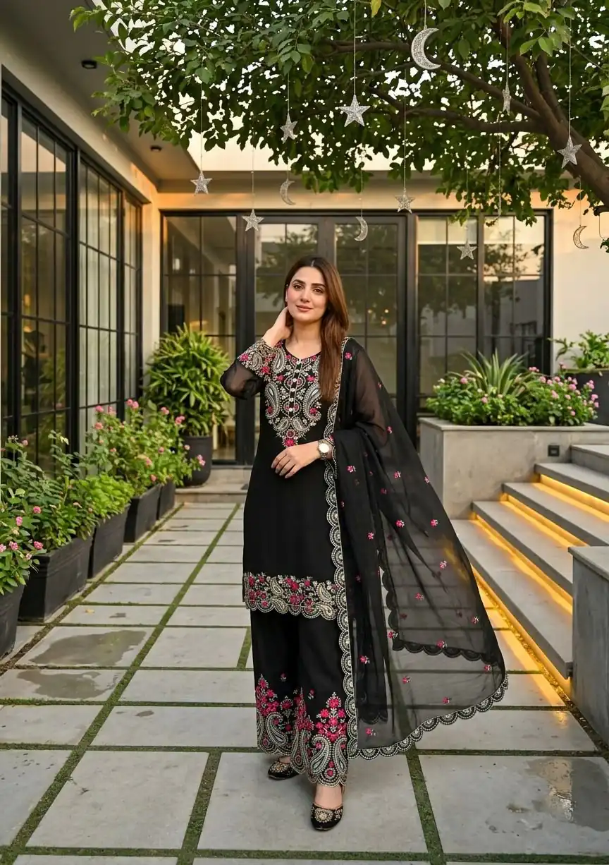 MT 1078 Black Roman Silk Salwar Suit Perfect for Wedding, Party, Ethnic Day, Anniversary, Diwali – . Now at just ₹2399. Delivery 4-6 Working Days. | Casual Suits, Jump Suits, Creative suits, Designer Suits, Palazzo Suits, Party Wear Suits, Patiala Suits, Salwar suit, Straight Suits