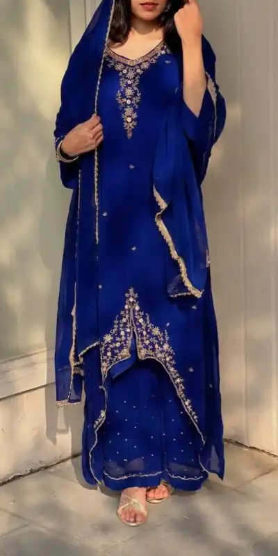 VLM 322 Blue Georgette Salwar Suit Perfect for Wedding, Party, Housewarming, Durga Puja, Festival Celebrations – . Grab it for ₹1949. Delivery 4-6 Workin | Casual Suits, Jump Suits, Creative suits, Designer Suits, Palazzo Suits, Party Wear Suits, Patiala Suits, Salwar suit, Straight Suits