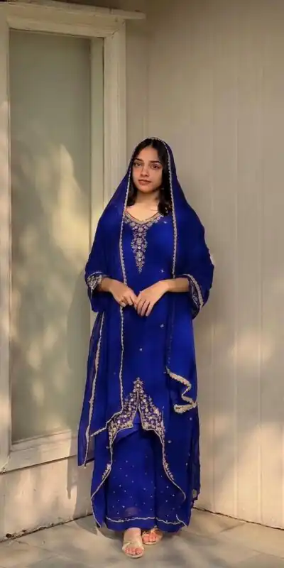 VLM 322 Blue Georgette Salwar Suit Perfect for Wedding, Party, Housewarming, Durga Puja, Festival Celebrations – . Grab it for ₹1949. Delivery 4-6 Workin | Casual Suits, Jump Suits, Creative suits, Designer Suits, Palazzo Suits, Party Wear Suits, Patiala Suits, Salwar suit, Straight Suits