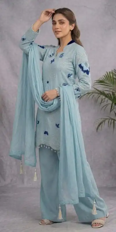 LG 2121 Blue Soft Organza Salwar Suit with Embroidery Work & Cut Work. Available at ₹2099 only. Delivery 4-6 Working Days. Shop now. | Casual Suits, Jump Suits, Creative suits, Designer Suits, Palazzo Suits, Party Wear Suits, Patiala Suits, Salwar suit, Straight Suits