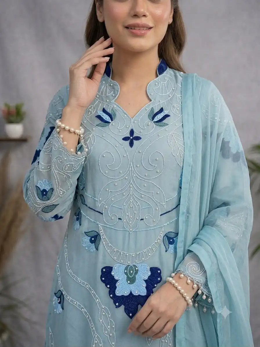 LG 2121 Blue Soft Organza Salwar Suit with Embroidery Work & Cut Work. Available at ₹2099 only. Delivery 4-6 Working Days. Shop now. | Casual Suits, Jump Suits, Creative suits, Designer Suits, Palazzo Suits, Party Wear Suits, Patiala Suits, Salwar suit, Straight Suits