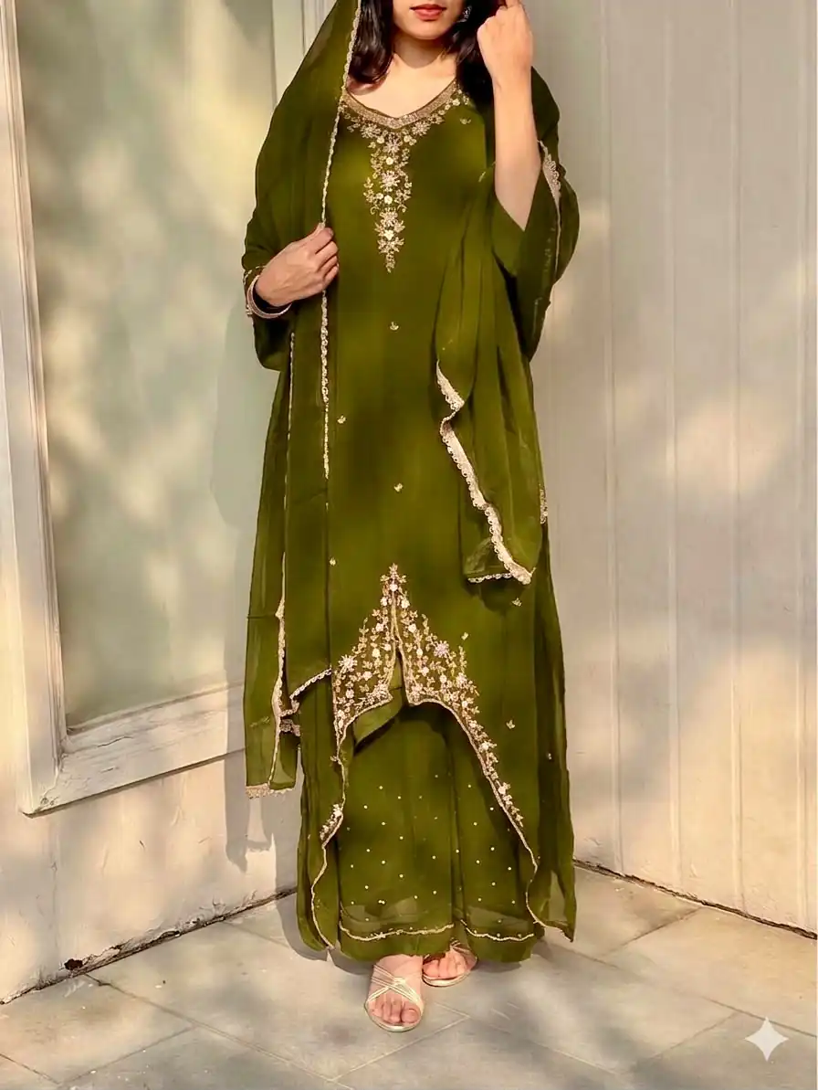 VLM 322 Mahendi Georgette Salwar Suit Perfect for Wedding, Party, Housewarming, Durga Puja, Festival Celebrations – . Grab it for ₹1949. Delivery 4-6 Workin | Casual Suits, Jump Suits, Creative suits, Designer Suits, Palazzo Suits, Party Wear Suits, Patiala Suits, Salwar suit, Straight Suits