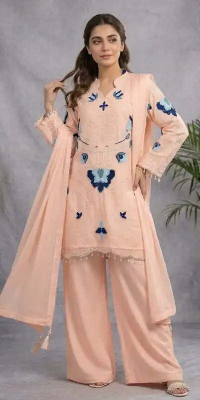 LG 2121 Peach Soft Organza Salwar Suit with Embroidery Work & Cut Work. Available at ₹2099 only. Delivery 4-6 Working Days. Shop now. | Casual Suits, Jump Suits, Creative suits, Designer Suits, Palazzo Suits, Party Wear Suits, Patiala Suits, Salwar suit, Straight Suits