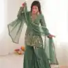 JF 043 Sea Green Pure Fendy Silk Salwar Suitwith Embroidery Work & Sequins Work. Exclusive Offer ₹1940. Delivery 4-6 Working Days. Shop now. | Casual Suits, Jump Suits, Creative suits, Designer Suits, Palazzo Suits, Party Wear Suits, Patiala Suits, Salwar suit, Straight Suits