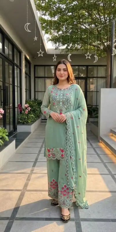 MT 1078 Sea Green Roman Silk Salwar Suit Perfect for Wedding, Party, Ethnic Day, Anniversary, Diwali – . Now at just ₹2399. Delivery 4-6 Working Days. | Casual Suits, Jump Suits, Creative suits, Designer Suits, Palazzo Suits, Party Wear Suits, Patiala Suits, Salwar suit, Straight Suits
