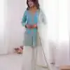 JF 043 Sky Blue Pure Fendy Silk Salwar Suitwith Embroidery Work & Sequins Work. Exclusive Offer ₹1940. Delivery 4-6 Working Days. Shop now. | Casual Suits, Jump Suits, Creative suits, Designer Suits, Palazzo Suits, Party Wear Suits, Patiala Suits, Salwar suit, Straight Suits