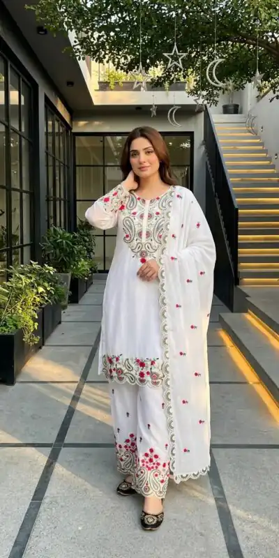 MT 1078 White Roman Silk Salwar Suit Perfect for Wedding, Party, Ethnic Day, Anniversary, Diwali – . Now at just ₹2399. Delivery 4-6 Working Days. | Casual Suits, Jump Suits, Creative suits, Designer Suits, Palazzo Suits, Party Wear Suits, Patiala Suits, Salwar suit, Straight Suits
