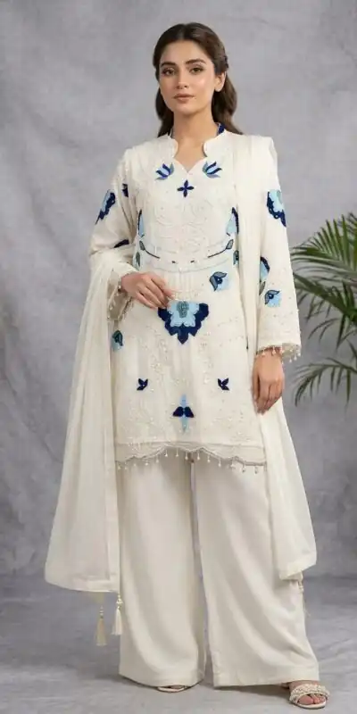 LG 2121 White Soft Organza Salwar Suit with Embroidery Work & Cut Work. Available at ₹2099 only. Delivery 4-6 Working Days. Shop now. | Casual Suits, Jump Suits, Creative suits, Designer Suits, Palazzo Suits, Party Wear Suits, Patiala Suits, Salwar suit, Straight Suits