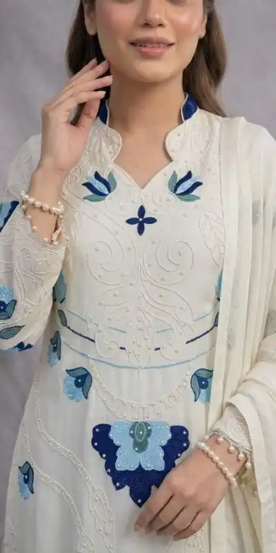LG 2121 White Soft Organza Salwar Suit with Embroidery Work & Cut Work. Available at ₹2099 only. Delivery 4-6 Working Days. Shop now. | Casual Suits, Jump Suits, Creative suits, Designer Suits, Palazzo Suits, Party Wear Suits, Patiala Suits, Salwar suit, Straight Suits