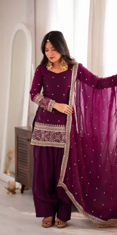 KB 310 Wine in Wine Fendy Silk Embroidery Work & Sequins Work Salwar Suit . Now at just ₹2049. Delivery 4-6 Working Days. Shop now. | Casual Suits, Jump Suits, Creative suits, Designer Suits, Palazzo Suits, Party Wear Suits, Patiala Suits, Salwar suit, Straight Suits