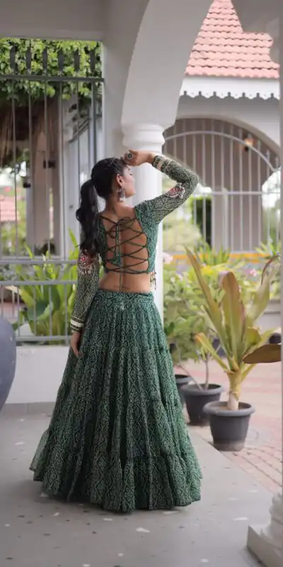 KA 5080 Green| Faux Georgette Lehenga Choli with Embroidery Work & Lace Work. Special Price ₹2499. Delivery 4-6 Working Days. Shop now. | Bollywood Lehenga, Creative Lehenga, Designer Lehenga, Embroidered Lehenga, Lehenga, Party Wear Lehenga