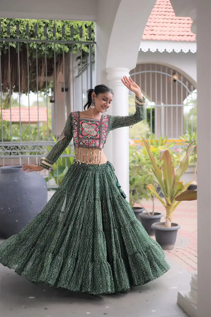 KA 5080 Green| Faux Georgette Lehenga Choli with Embroidery Work & Lace Work. Special Price ₹2499. Delivery 4-6 Working Days. Shop now. | Bollywood Lehenga, Creative Lehenga, Designer Lehenga, Embroidered Lehenga, Lehenga, Party Wear Lehenga