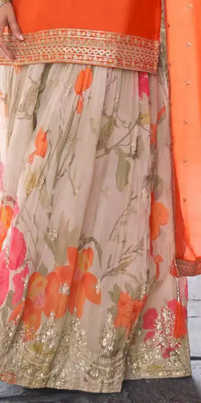 ZC KIARA Orange Chinon Silk Salwar Suit with Embroidery Work & Sequins Work. Grab it for ₹2399. Delivery 4-6 Working Days. Shop now. | Casual Suits, Jump Suits, Creative suits, Designer Suits, Palazzo Suits, Party Wear Suits, Patiala Suits, Salwar suit, Straight Suits