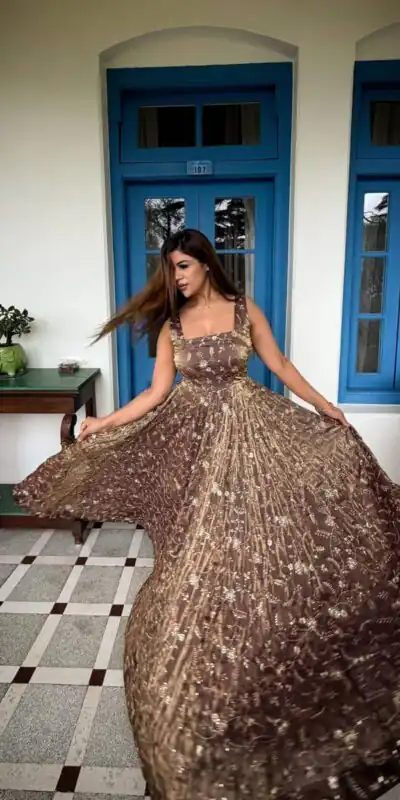 NSR 896 Purple Perfect for Wedding, Party, Makar Sankranti, Raksha Bandhan, Ganesh Chaturthi – Fendy Silk Gown. Festive Deal ₹2149. Delivery 4-6 Working Da | Bollywood Gowns, Creative Gowns, Designer Gowns, Embroidered Gowns, Gowns, Party Wear Gowns