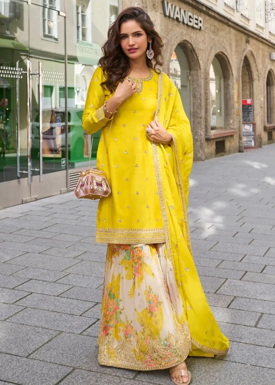 ZC KIARA Yellow Chinon Silk Salwar Suit with Embroidery Work & Sequins Work. Grab it for ₹2399. Delivery 4-6 Working Days. Shop now. | Casual Suits, Jump Suits, Creative suits, Designer Suits, Palazzo Suits, Party Wear Suits, Patiala Suits, Salwar suit, Straight Suits