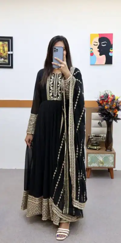 ZC 8957 Gown Perfect for Wedding, Party, Lohri, Haldi, Ethnic Day – . Available at ₹999 only. Delivery 4-6 Working Days. Shop now. | Bollywood Gowns, Creative Gowns, Designer Gowns, Embroidered Gowns, Gowns, Party Wear Gowns