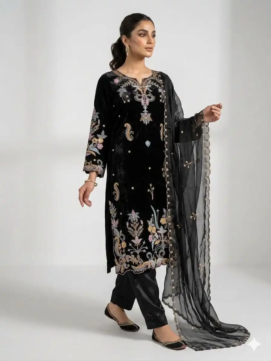 LG 2124 Black Color Roman Silk Salwar Suit with Embroidery Work. Available at ₹2149 only. Delivery 4-6 Working Days. Shop now. | Casual Suits, Jump Suits, Creative suits, Designer Suits, Palazzo Suits, Party Wear Suits, Patiala Suits, Salwar suit, Straight Suits