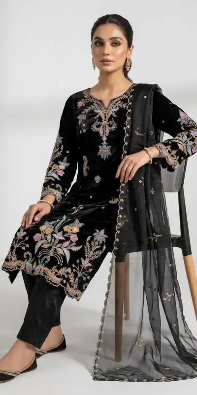 LG 2124 Black Color Roman Silk Salwar Suit with Embroidery Work. Available at ₹2149 only. Delivery 4-6 Working Days. Shop now. | Casual Suits, Jump Suits, Creative suits, Designer Suits, Palazzo Suits, Party Wear Suits, Patiala Suits, Salwar suit, Straight Suits