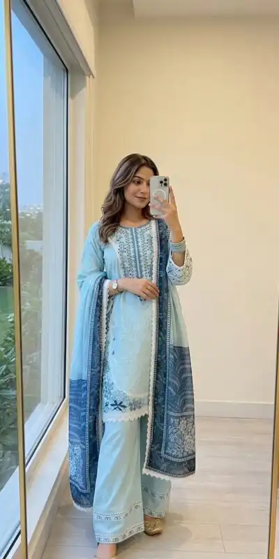 AD 233 Blue in White Satin Rayon Digital Print & Embroidery Work Salwar Suit . Festive Deal ₹2449. Delivery 4-6 Working Days. Shop now. | Casual Suits, Jump Suits, Creative suits, Designer Suits, Palazzo Suits, Party Wear Suits, Patiala Suits, Salwar suit, Straight Suits
