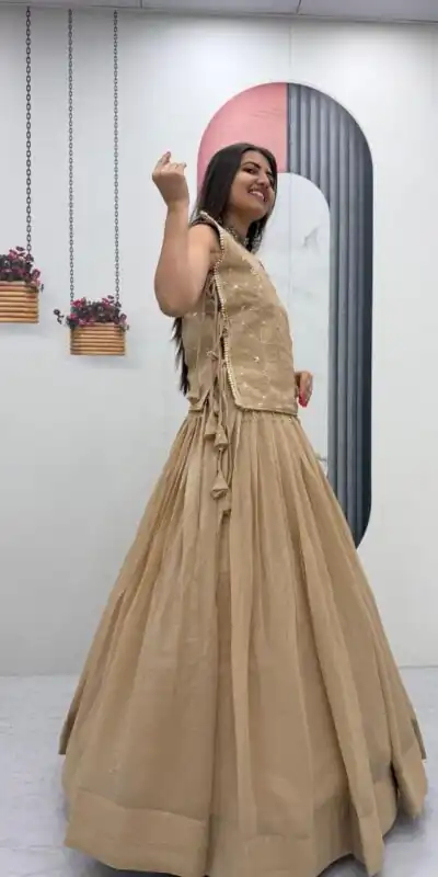 PC 569 Cream Color Crunchy Silk With Sequins Work Lehenga Choli . Special Price ₹2449. Delivery 4-6 Working Days. Shop now. | Bollywood Lehenga, Creative Lehenga, Designer Lehenga, Embroidered Lehenga, Lehenga, Party Wear Lehenga