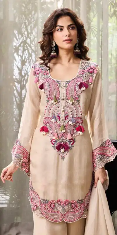 SRK 5348 Cream Color Georgette Mirror Embroidery Work Salwar Suit . Best Price ₹2399. Delivery 4-6 Working Days. Shop now. | Casual Suits, Jump Suits, Creative suits, Designer Suits, Palazzo Suits, Party Wear Suits, Patiala Suits, Salwar suit, Straight Suits