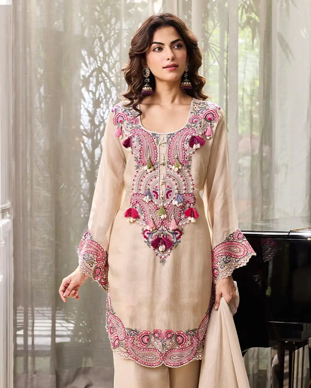 SRK 5348 Cream Color Georgette Mirror Embroidery Work Salwar Suit . Best Price ₹2399. Delivery 4-6 Working Days. Shop now. | Casual Suits, Jump Suits, Creative suits, Designer Suits, Palazzo Suits, Party Wear Suits, Patiala Suits, Salwar suit, Straight Suits