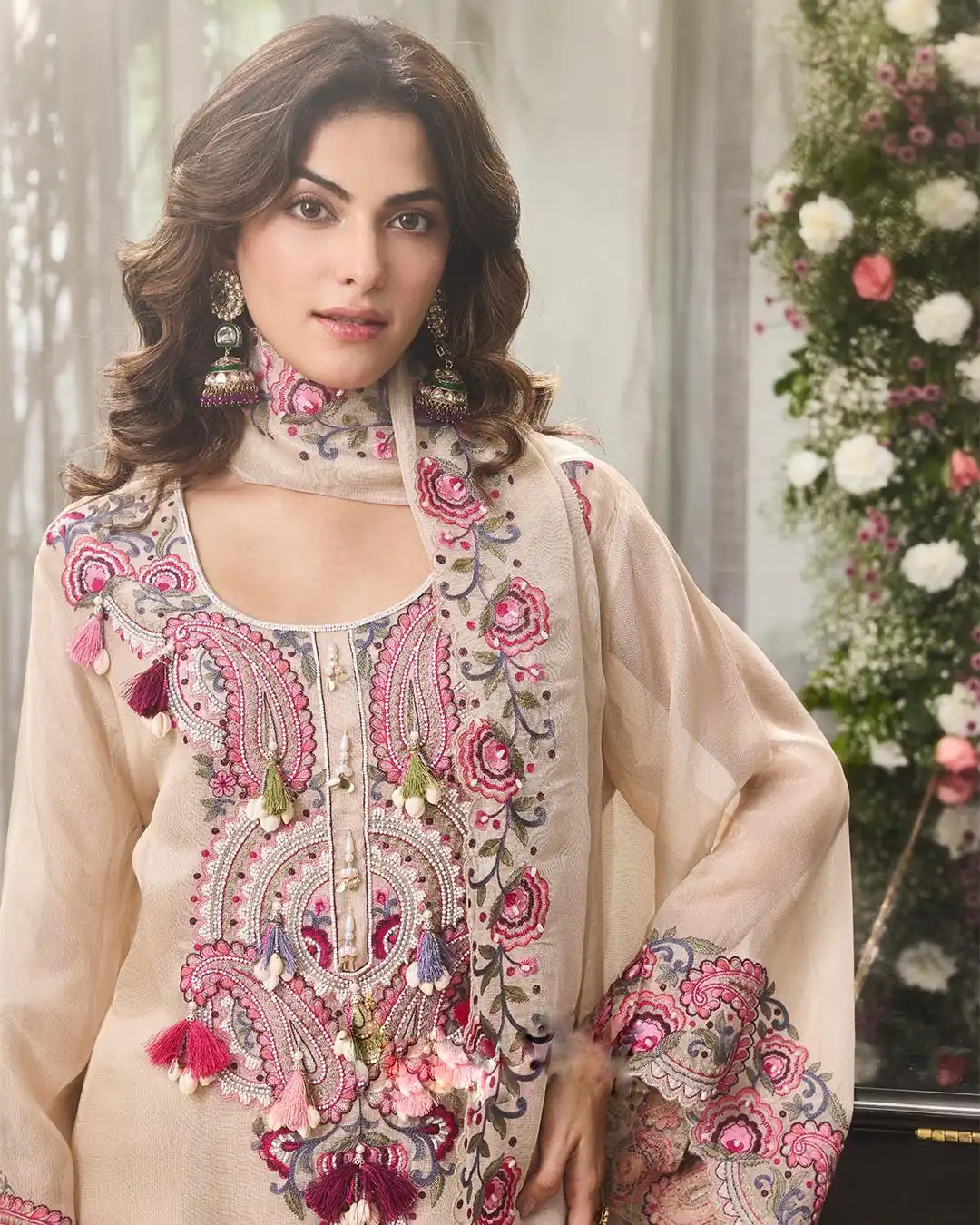 SRK 5348 Cream Color Georgette Mirror Embroidery Work Salwar Suit . Best Price ₹2399. Delivery 4-6 Working Days. Shop now. | Casual Suits, Jump Suits, Creative suits, Designer Suits, Palazzo Suits, Party Wear Suits, Patiala Suits, Salwar suit, Straight Suits