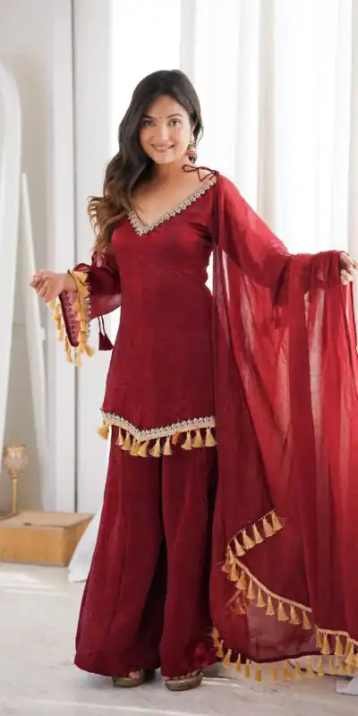 SRK 5357 Maroon Doremon Crush Salwar Suit Perfect for Wedding, Party, Traditional Day, Baisakhi, Karwa Chauth – . Exclusive Offer ₹2099. Delive | Casual Suits, Jump Suits, Creative suits, Designer Suits, Palazzo Suits, Party Wear Suits, Patiala Suits, Salwar suit, Straight Suits