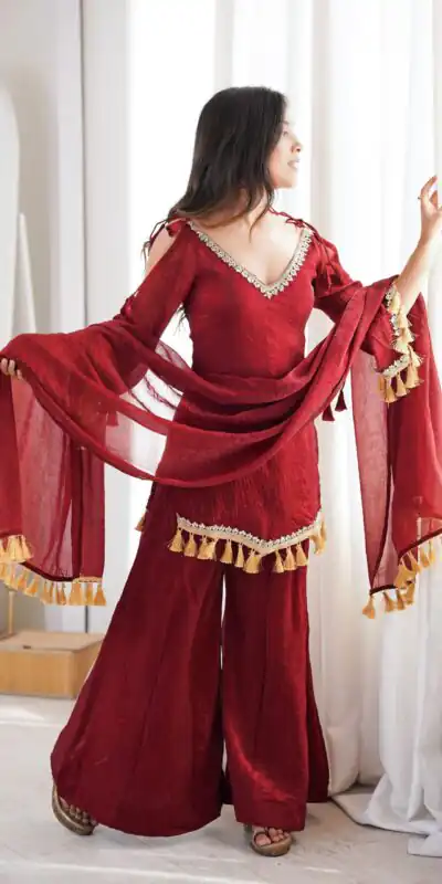 SRK 5357 Maroon Doremon Crush Salwar Suit Perfect for Wedding, Party, Traditional Day, Baisakhi, Karwa Chauth – . Exclusive Offer ₹2099. Delive | Casual Suits, Jump Suits, Creative suits, Designer Suits, Palazzo Suits, Party Wear Suits, Patiala Suits, Salwar suit, Straight Suits