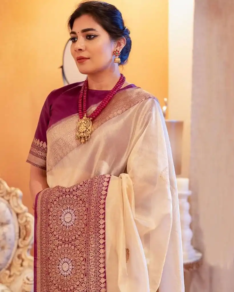 KPR 284 Off White Soft Lichi Silk Saree with Lace Work & Lace Border. Introductory Price ₹1549. Delivery 4-6 Working Days. Shop now. | Creative Sarees, Bollywood Sarees, Designer Sarees, Embroidered Sarees, Ethnic Saree, Modern Digital sarees, Party Wear Sarees, Sarees