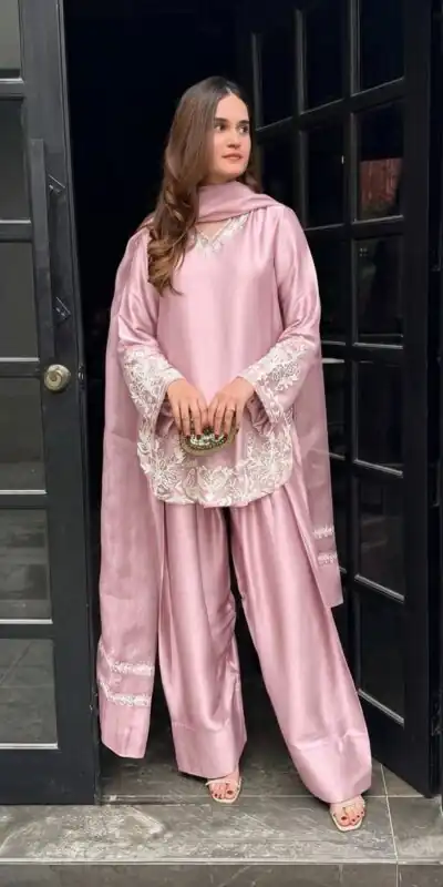 ZSR 3125 Pink Natural Crepp Silk With Embroidery Sequence Work Salwar Suit Perfect for Wedding, Party, Housewarming, Eid, Festival Celebrations | Casual Suits, Jump Suits, Tops & Bottoms, Track Suits, Trendy Wear, Creative suits, Designer Suits, Palazzo Suits, Party Wear Suits, Patiala Suits, Salwar suit, Straight Suits