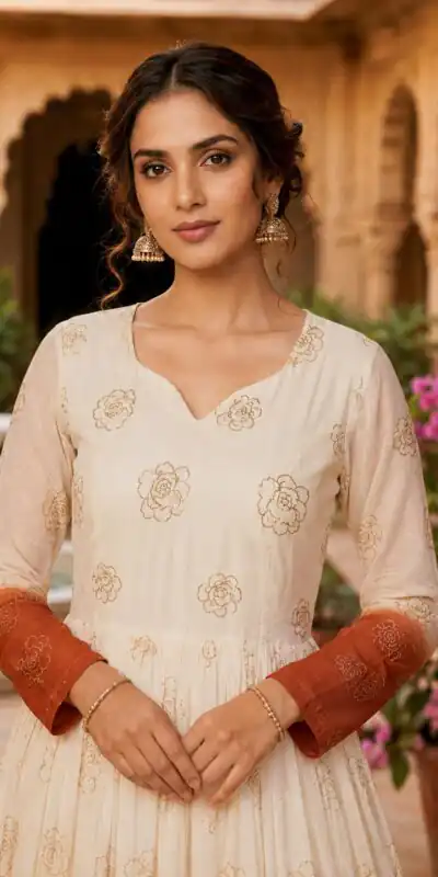 KA 1264 Rust Silver Crunchy Gown Perfect for Wedding, Party, Durga Puja, Ganesh Chaturthi, Family Gatherings – n. Festive Deal ₹1819. Delivery 4-6 Worki | Bollywood Gowns, Creative Gowns, Designer Gowns, Embroidered Gowns, Gowns, Party Wear Gowns