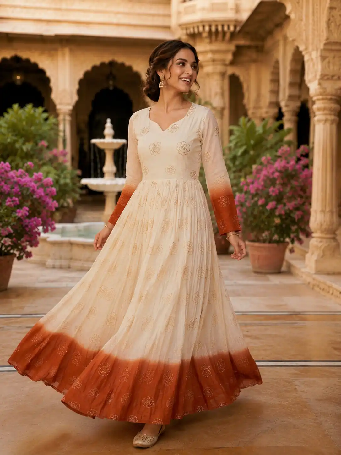 KA 1264 Rust Silver Crunchy Gown Perfect for Wedding, Party, Durga Puja, Ganesh Chaturthi, Family Gatherings – n. Festive Deal ₹1819. Delivery 4-6 Worki | Bollywood Gowns, Creative Gowns, Designer Gowns, Embroidered Gowns, Gowns, Party Wear Gowns
