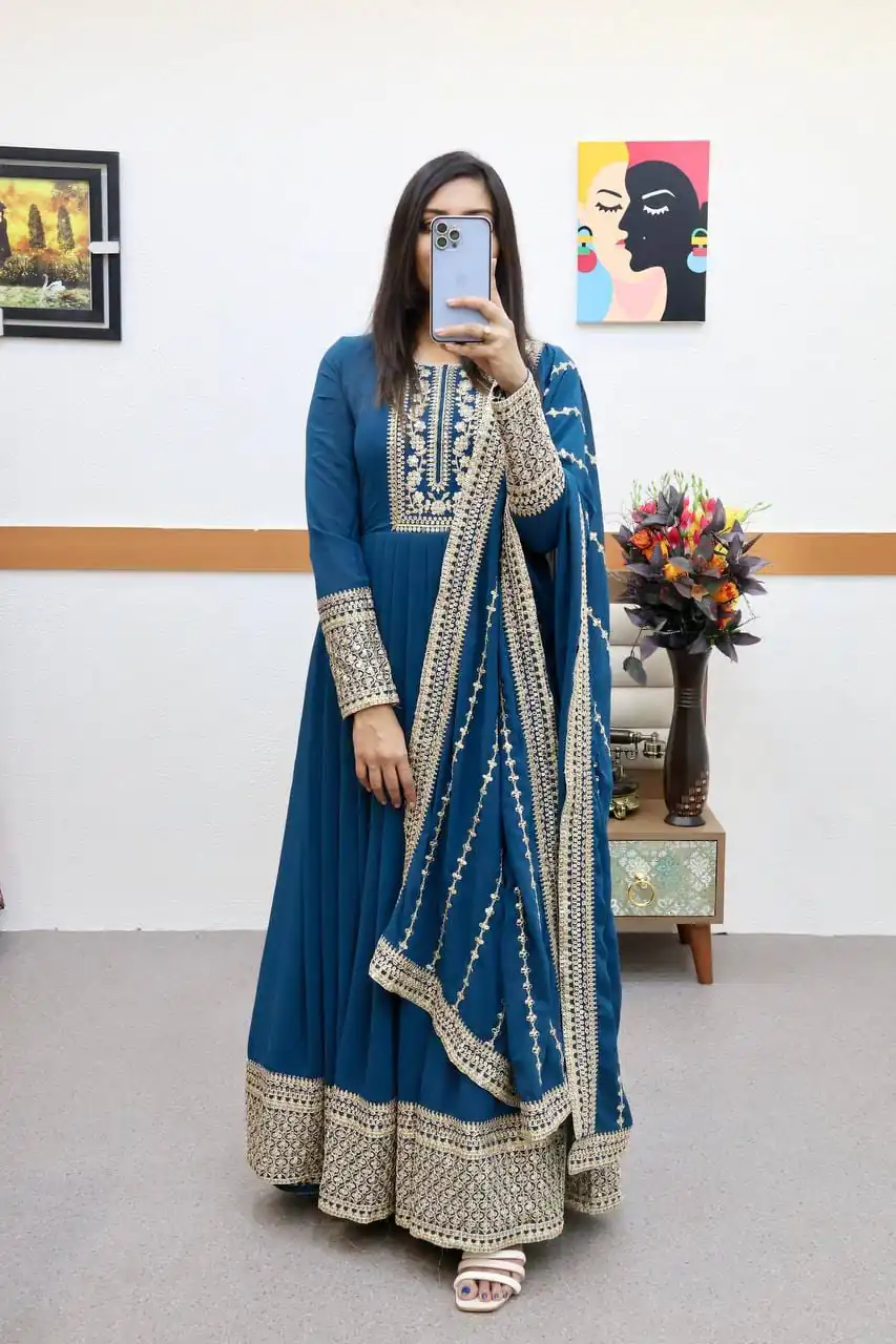 ZC 8957 Gown Perfect for Wedding, Party, Lohri, Haldi, Ethnic Day – . Available at ₹999 only. Delivery 4-6 Working Days. Shop now. | Bollywood Gowns, Creative Gowns, Designer Gowns, Embroidered Gowns, Gowns, Party Wear Gowns