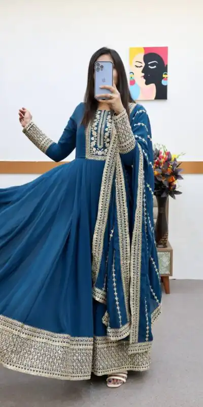 ZC 8957 Gown Perfect for Wedding, Party, Lohri, Haldi, Ethnic Day – . Available at ₹999 only. Delivery 4-6 Working Days. Shop now. | Bollywood Gowns, Creative Gowns, Designer Gowns, Embroidered Gowns, Gowns, Party Wear Gowns